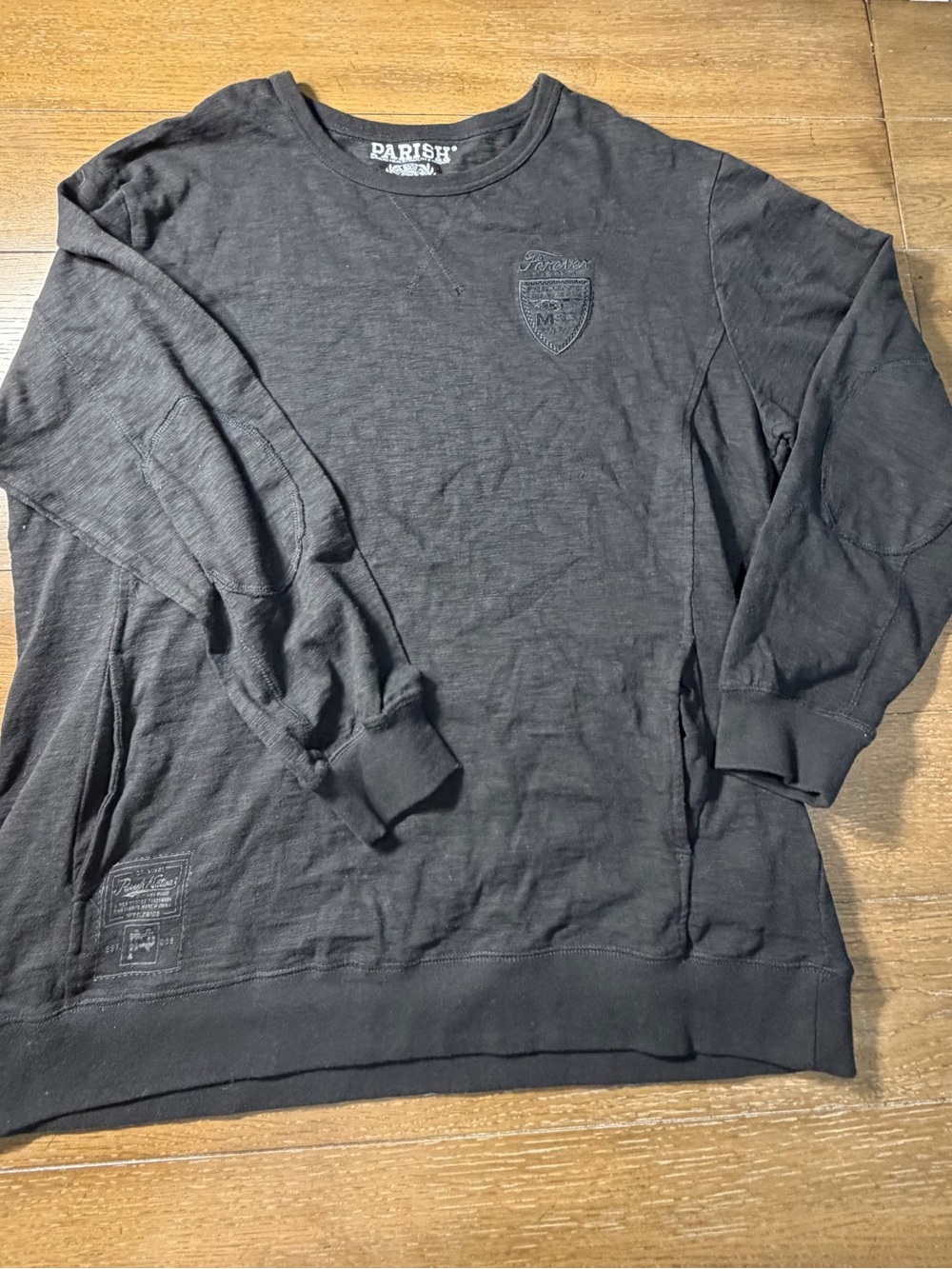 Parish Nation Men's Black Long-Sleeve Crewneck Sweater size 2XL
